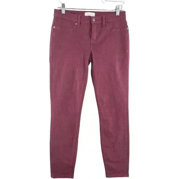 EUC Lila Ryan Tuscany Anthro Red Burgundy Skinny Crop Jeans Women's 26 - Picture 1 of 12